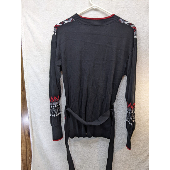 NWT Ny & Co Black Red White Sweater With Tie Waist Medium - Picture 8 of 11
